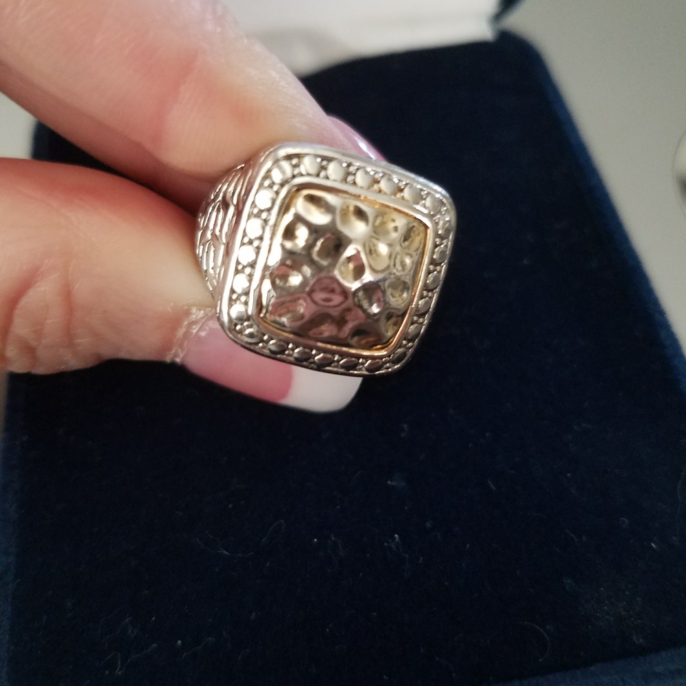 Textured Silver Square Ring - image 1